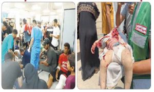 1 أكثر من 220شهيداً وجريحاً في مجزرتين للعدو استهدفت مدرسة للنازحين ومستشفى ميداني وسط غزة