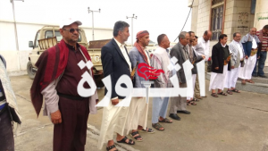 موظفو الضرائب في حجة ينظمون وقفة نصرة لغزة وتضامناً مع الشعب الفلسطيني