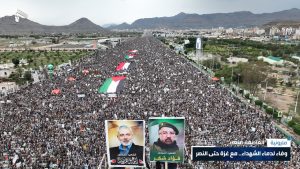 طوفان بشري ومسيرة مليونية حاشدة بالعاصمة صنعاء تأييدا للرد العسكري المزلزل على جرائم العدو الصهيوني (تفاصيل+صور)
