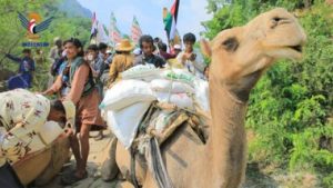 قوات التعبئة والمنطقة العسكرية الخامسة  تقدم قافلة غذائية للمتضررين من السيول