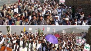 مسيرات كبرى بمحافظة حجة تحت شعار (يمن الإيمان في جهاد وثبات مع غزة ولبنان)