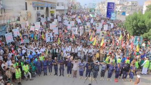 73 مسيرة جماهيرية حاشدة في الحديدة تنديداً باغتيال الشهيد نصر الله وتضامناً مع لبنان وفلسطين