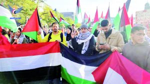 بمشاركة اليمنيين مسيرة بمدينة هامبورغ الألمانية دعماً لفلسطين ولبنان بمشاركة الجاليات اليمنية واللبنانية والفلسطينية