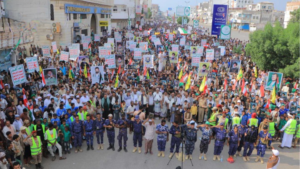 مسيرات مليونية حاشدة في 73 ساحة بالحديدة تحت شعار “وفاءً لشهيد المسلمين.. مع غزة ولبنان معركة واحدة حتى النصر”