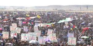 احتشاد جماهيري22 احتشاد جماهيري كبير بصعدة في مسيرات “مع غزة ولبنان .. جاهزون لأي تصعيد أمريكي صهيوني”
