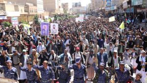 مسيرات حاشدة في مديريات دمت والحشاء وقعطبة وجبن بمحافظة الضالع مباركة للبنان ودعماً لغزة