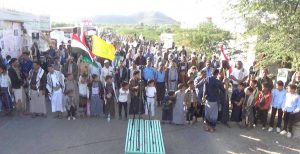 حشود غفيرة في مديرية القبيطة بلحج دعما وإسنادا للشعب الفلسطيني