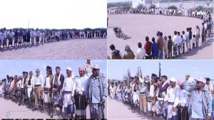 وقفة مسلحة لقبائل المغالسة تنديدا بالعدوان الإسرائيلي وإعلان النفير العام