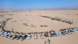 قبائل همدان وقفة لقبائل همدان في الجوف نصرة لغزة وتأكيد الجهوزية لمواجهة أي تصعيد للعدو