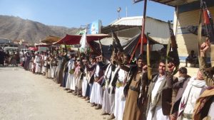 IMG-20250109-WA0002 وقفة قبلية مسلحة في مديرية منبه بصعدة تأكيداً للجاهزية لمواجهة الأعداء