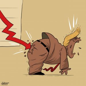 شاهد الصورة.. البورصة العالمية تصطاد مؤخرة الرئيس الأمريكي