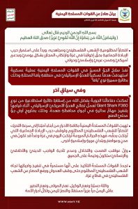 بيان قصف هدف عسكري للعدو الإسرائيلي في “يافا” وإسقاط طائرة جديدة في صعدة