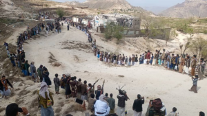 قبائل وشحة بحجة تعلن النكف القبلي والنفير العام رداً على جريمة العدوان الأمريكي