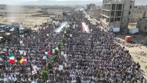 أبناء محافظة عمران يحتشدون في 74 ساحة نصرة لغزة ومواجهة العدوان الأمريكي