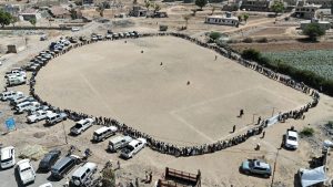 IMG_20250427_180143_552 وقفة قبلية لأبناء مديريات المربع الشرقي في تعز لإعلان النفير العام دعماً لفلسطين