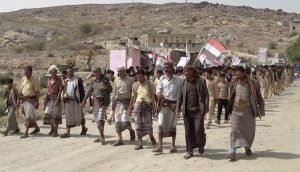 مسير طلابي في مديرية ريف البيضاء نصرة للشعب الفلسطيني