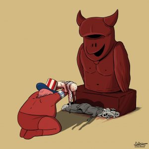كاريكاتير.. فيما العالم المنافق يتفرج.. الملعون الأكبر يواصل جريمة الإبادة بحق أطفال غزة