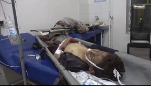 شاهد بالفيديو جريمة مروعة جراء قصف المرتزقة بتعز