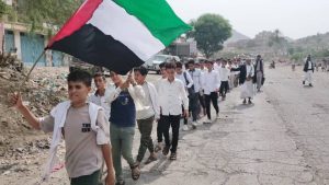 مسير طلابي في تعز تضامناً مع الشعب الفلسطيني وتنديداً بجرائم الإبادة