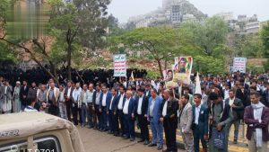 جامعة حجة تنظم مسيرة تضامنية مع الشعب الفلسطيني