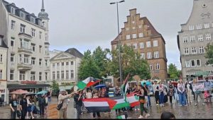 hDhahPlrRaRGOsT51EpE6ZRJ2BD6mJZp وقفة تضامنية مع غزة لأبناء الجاليتين اليمنية والفلسطينية في فلينسورغ الألمانية