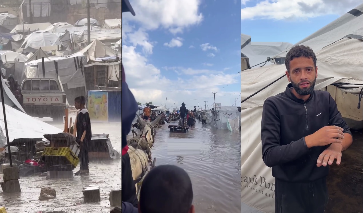 كارثة إنسانية غير مسبوقة في غزة: الخيام تغرق والاحتلال يغلق المعابر بالكامل