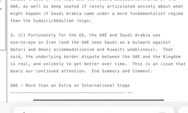 وثيقة مسربة تكشف تقييما إماراتيا يعتبر السعودية ثاني اكبر تهديد امني
