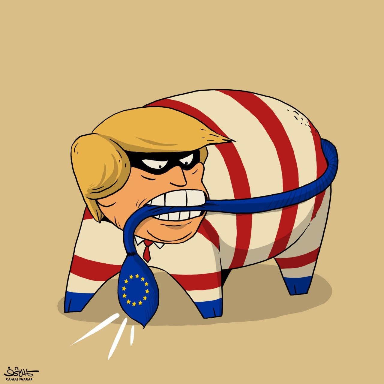 كاريكاتير.. جنون البقر يدفع لص البيت الأبيض لـ سرقة أوروبا !