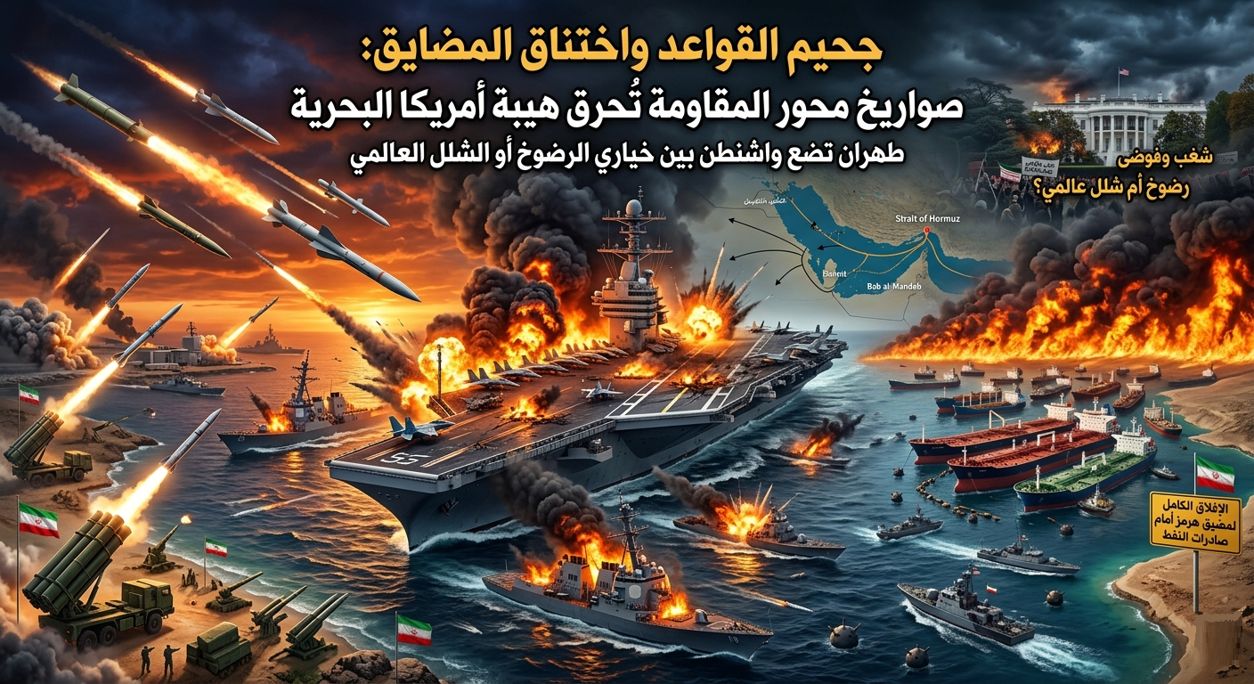 صواريخ المحور تُحرق هيبة أمريكا البحرية وطهران تضع واشنطن بين خياري الرضوخ أو الشلل العالمي