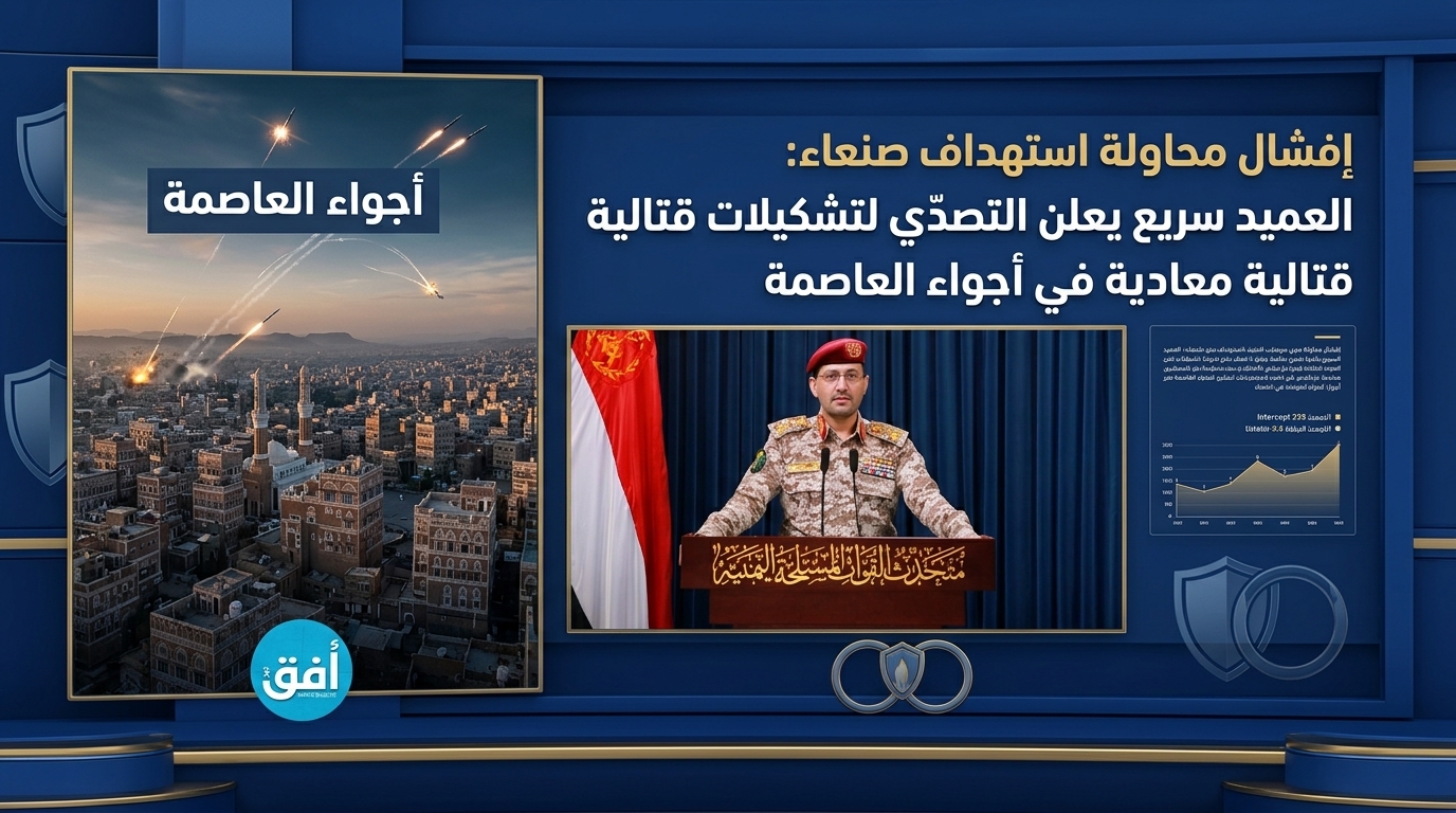 إفشال محاولة استهداف صنعاء: العميد سريع يعلن التصدّي لتشكيلات قتالية معادية في أجواء العاصمة