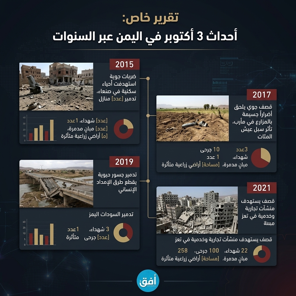 في مثل هذا اليوم 3 أكتوبر جرائم العدوان الأمريكي السعودي الإماراتي بحق اليمن